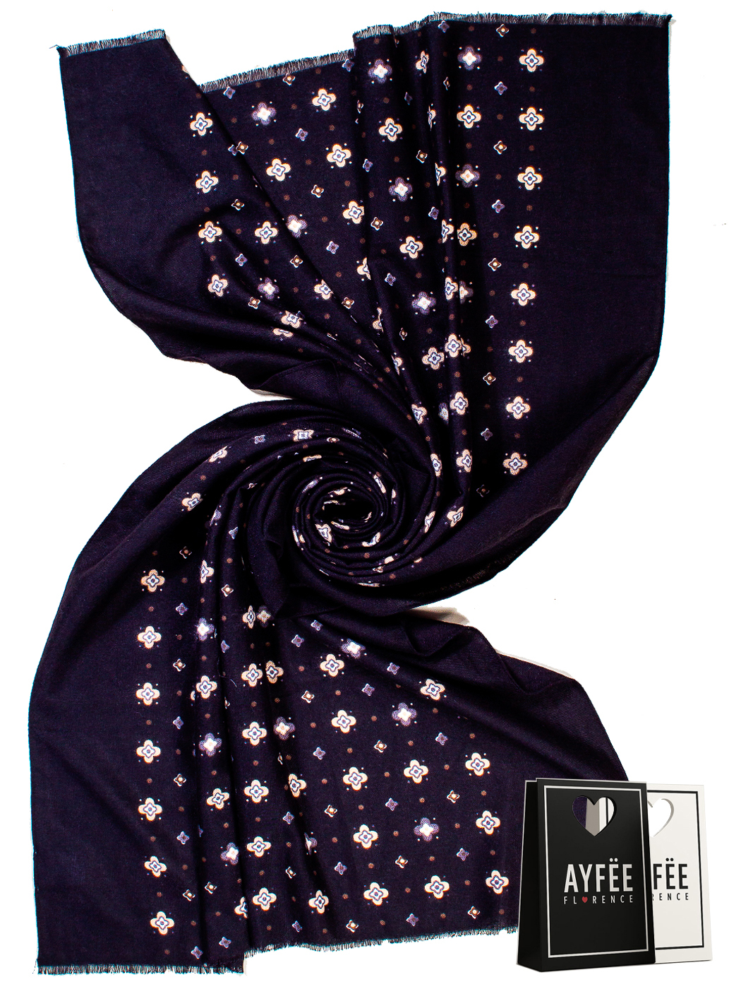 STOLA UOMO SMALL PATTERN, CM 90*180, 100% VISCOSE, MADE IN PRC       - BLACK